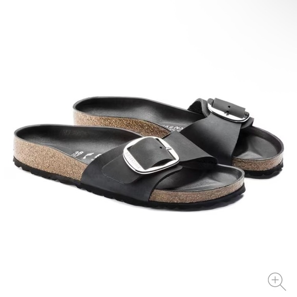Birkenstock Madrid Big Buckle 39 (8) Black with silver buckle-NWT NO BOX - Picture 4 of 11